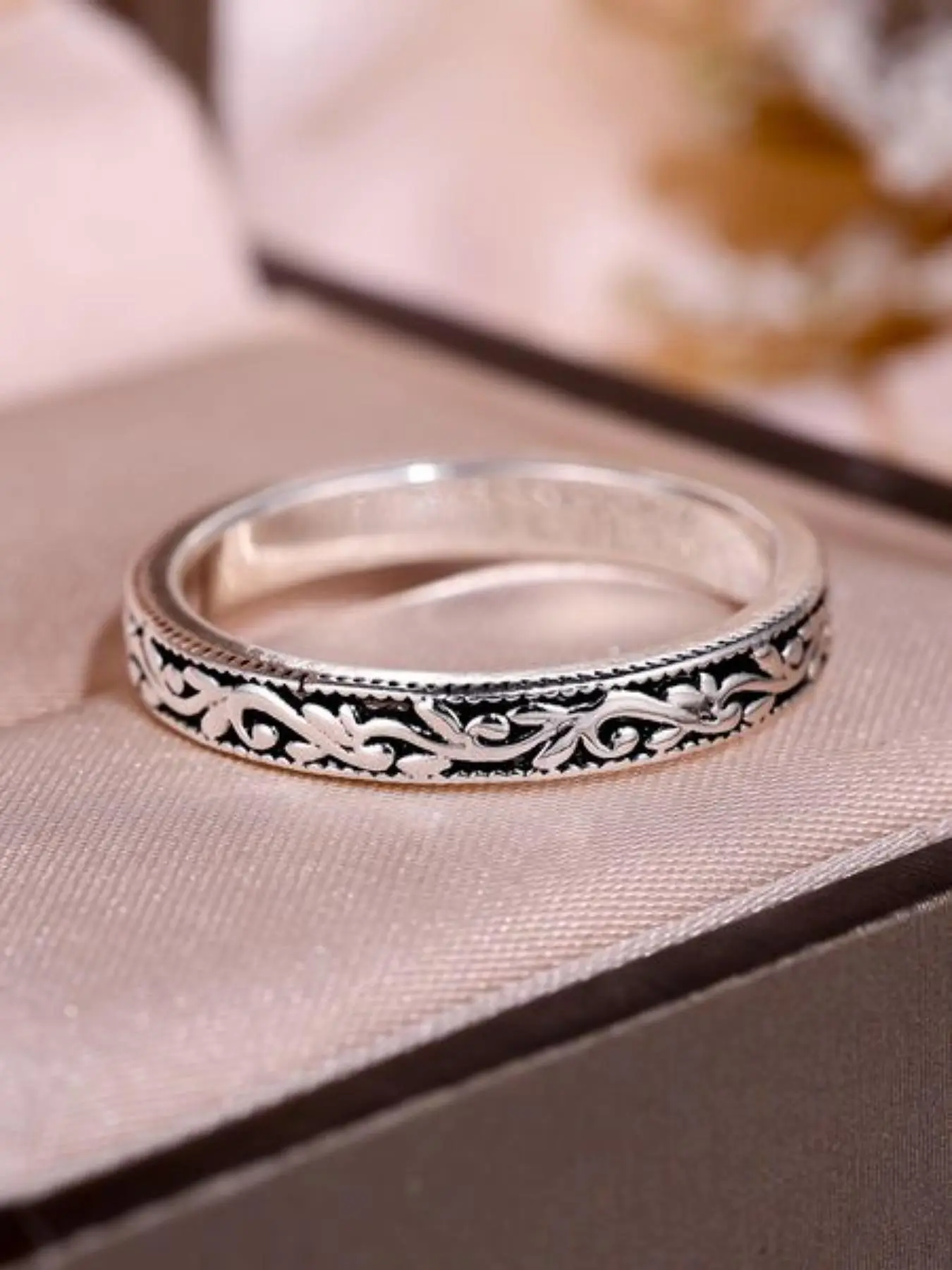 Vintage Texture Metal Engraving Decorated Ring, Copper Ring, Engraved Ring, Fashion Rings, 2024 New Style Jewelry for Party, Daily Clothing Decor, Trendy All-match & Exquisite Jewelry for Birthday Gift