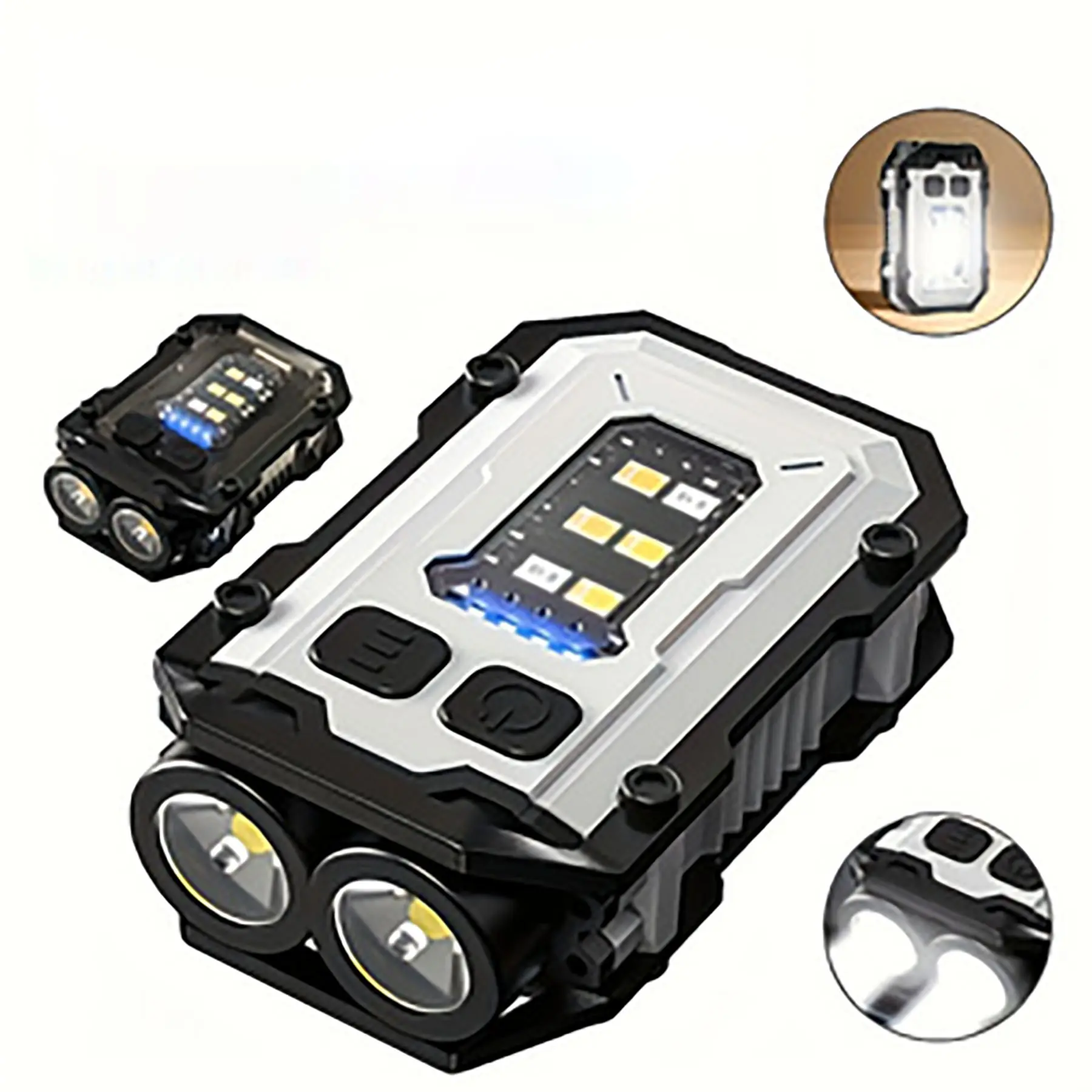 Mini Handheld Flashlight, Rechargeable Flashlights, Rechargeable Keychain Light, Super Bright LED Clip-On Cap Light, Multi-function Flashlight with Power Display, Metal Back Clip, Magnetic Base