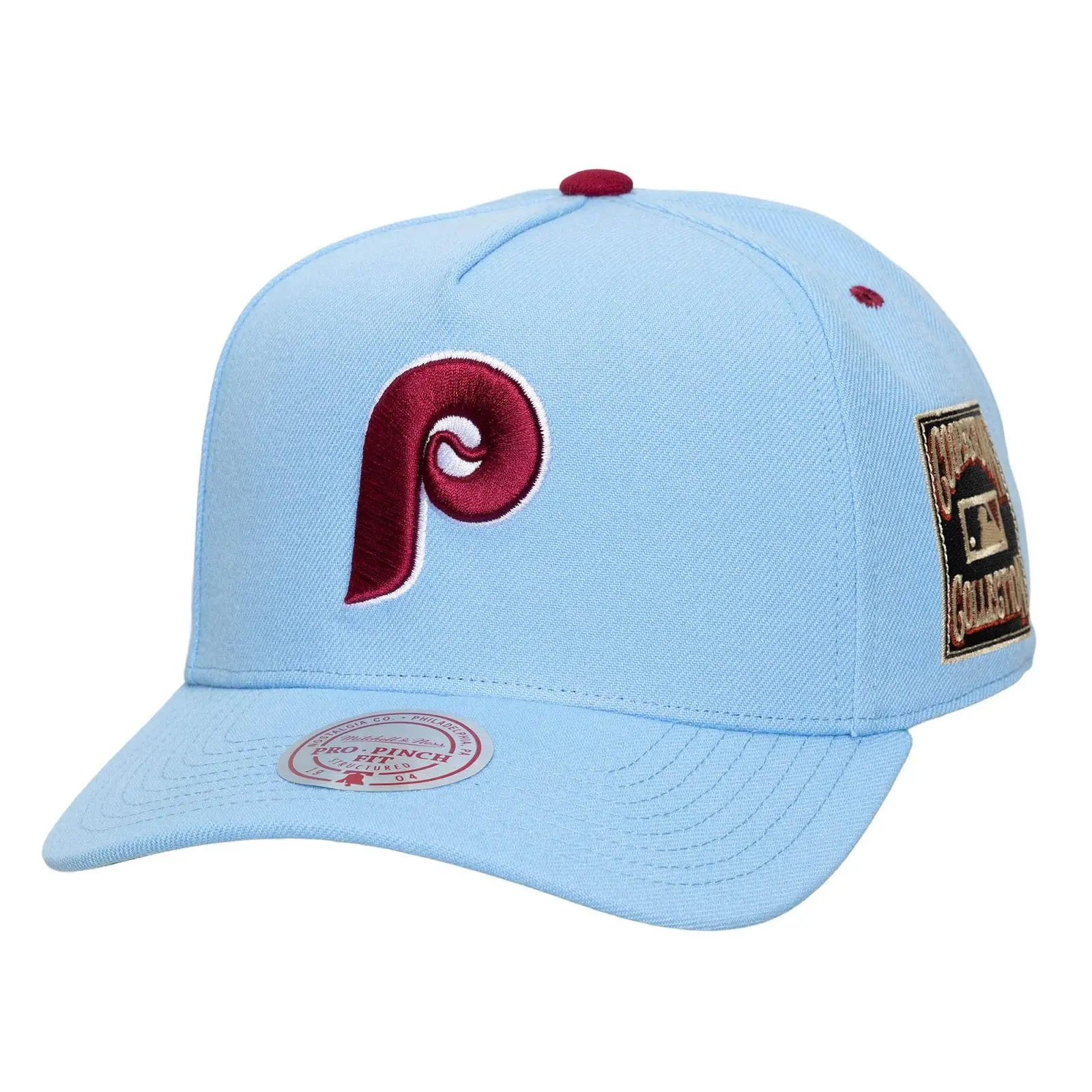 Philadelphia Phillies Light Blue Cooperstown Legendary Home Pro Pinch Snapback Hat MLB Throwback Cap Adjustable Fan Gear Mitchell & Ness