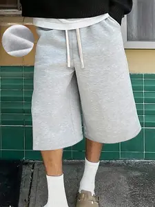 Men's Casual Wide Leg Shorts, Elastic Loose Shorts, Elastic Drawstring Waist, Soft Comfortable Fabric, Perfect for Daily Wear & Sports Activities