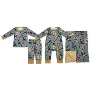 Gone Hunting Deer Duck Turkey Printed Zip-Up Long-Sleeved Pajamas Toddler Clothes Kids Pajamas