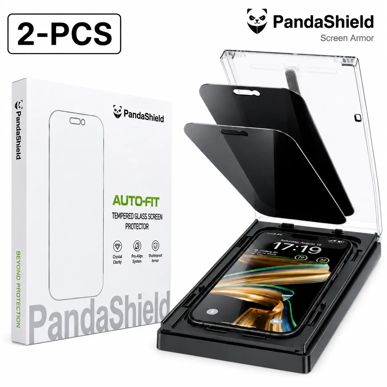PandaShield 2-Pack Privacy Screen Protector for iPhone 13-17 Series Smartphone & Cellphone Devices - Anti-Spy, 9H Hardness, Full Coverage, Premium Upgraded Easy-Install Box, Mobile Phone Accessories Protection