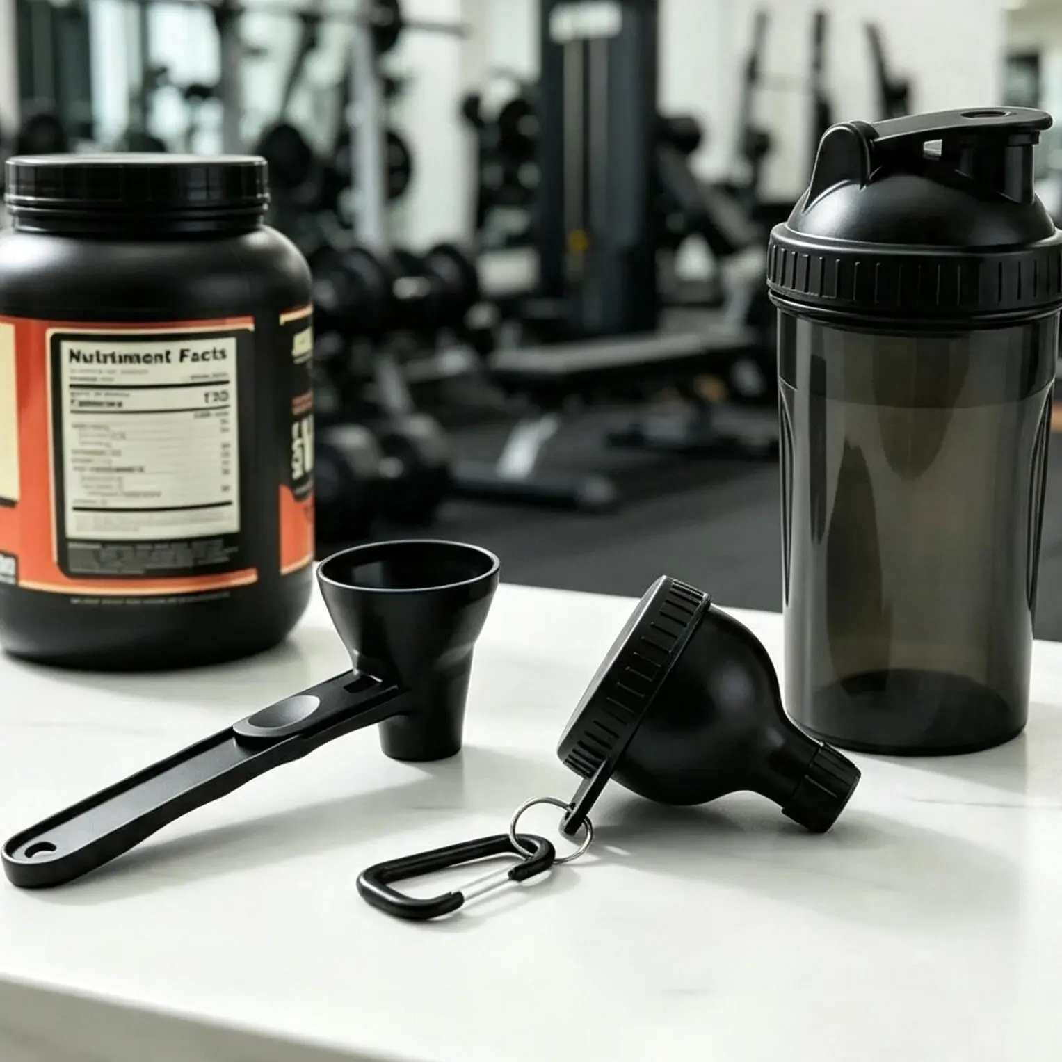 2026 NEW Buy 1 Get 1 Free | Leak Proof Mini Protein Funnel Kit, Sliding Scoop And Storage Container BPA-Free Plastic, Ideal For Gym Pre-Workout Coffee Smoothie Powder Gifts Kitchen Essential Gadget Kitchen Pour Accessories Black Utensils