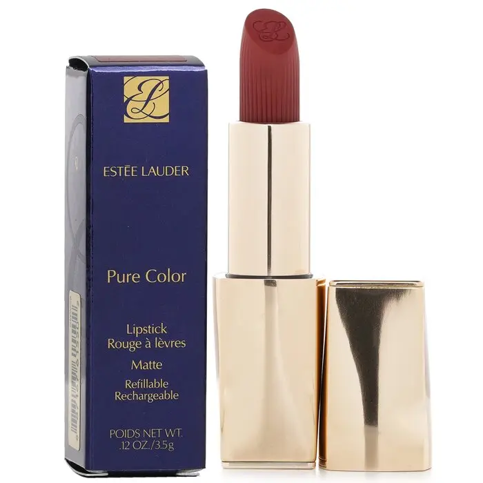 ESTÉE LAUDER Pure Color Matte Lipstick - #689 Dark Desire, Makeup Cosmetic with Golden Finish, Moisturizing Formula for Easy Blending, Hydrating