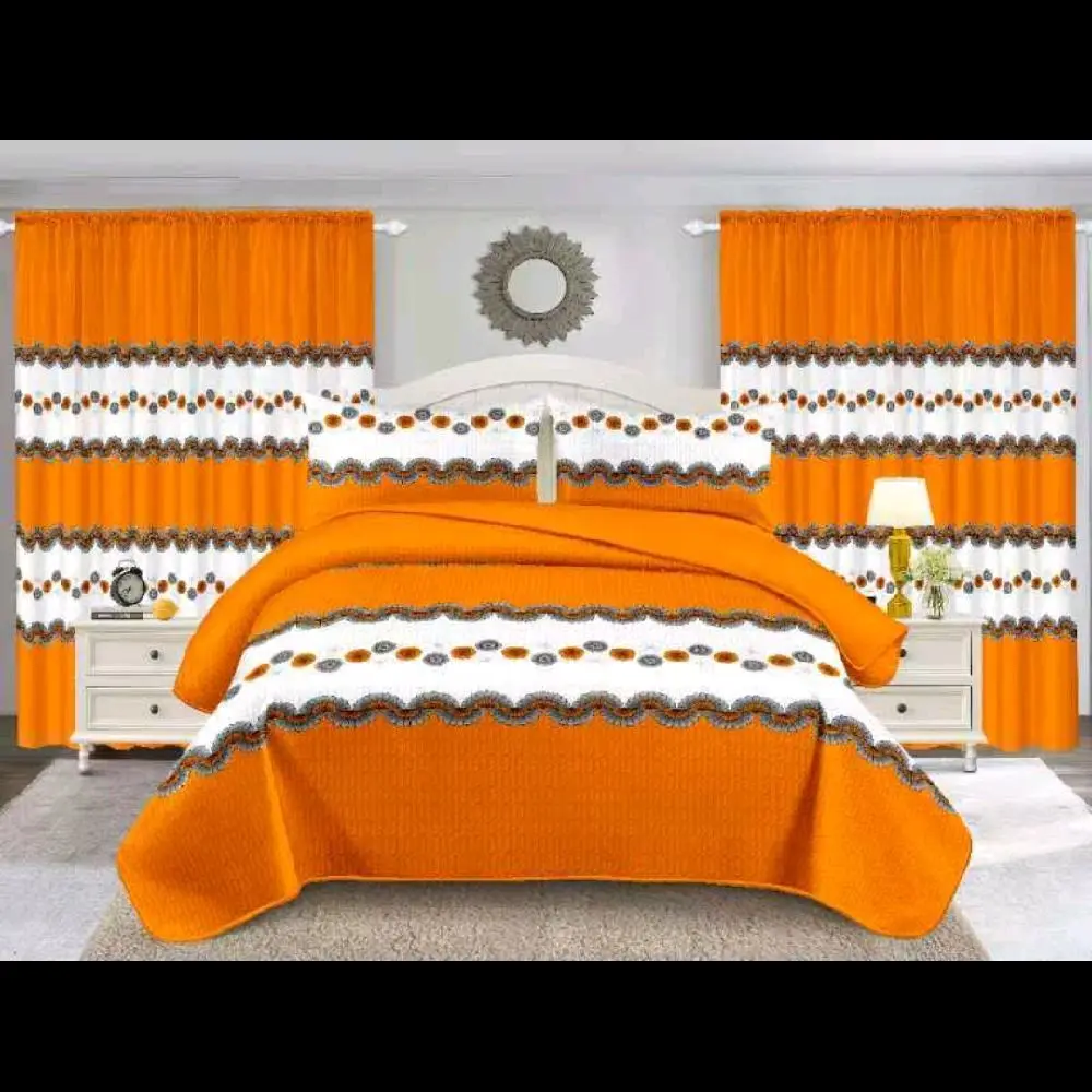 7-Piece Coordinated Bedding Set with Curtains, Decorative Pillows - Matching Sets for Home Interior, Complete Coordinated Look Bedroom Collection, Seven Pieces