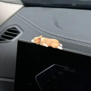Cute Mini Corgi Car Dashboard Decoration, Realistic Resin Dog Statue, Perfect for Vehicle Interior Decor, Desk Accessories, Car Ornament, Car Interior Accessory