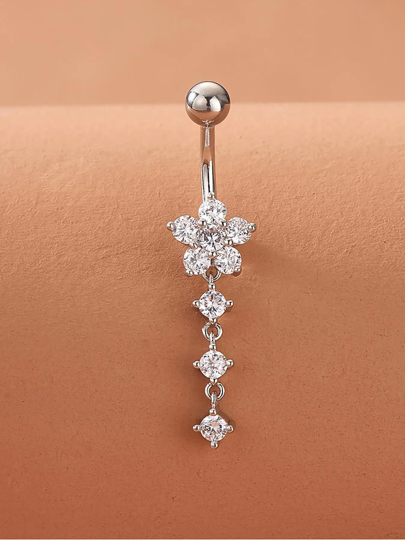 Women's Summer 2024 Elegant Rhinestone Decorated Belly Ring, Exquisite Star Design Belly Piercing Stud， Fashionable Body Jewelry for Women for Party D