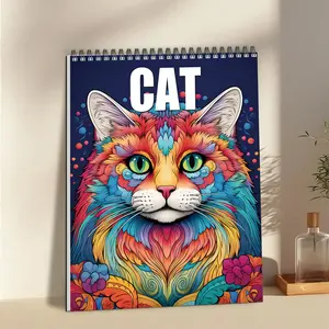Cat Themed Coloring Book, 1 Count 30 Pages Thickened A4 Paper Spiral Coloring Book, Drawing Book, Art Paper for Daily Kill The Time, Stress Relieve