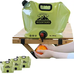 Camping Water Bottle 2.11 Gallons 8L Foldable with Tap, BPA-Free Portable Collapsible Bag for Outdoor Hiking Travel Emergency Storage（3PCS）