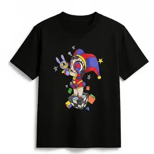 The Amazing Digital Circus Pomni & Jax Girls Tee | Cute Cartoon Graphic T-Shirt | Kawaii Animation Streetwear Shirt | Unisex Cotton Tee | Digital Circus Fan Gift