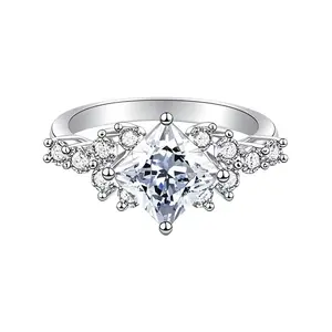 Loveden VVS1 2 CT  Princess Cut Moissanite Wedding Ring For Women Daily Anniversary Party Gift s925 Silver Accessories Engagement Promise Couple Ring Valentines Mother’s Day Present Fine Jewelry