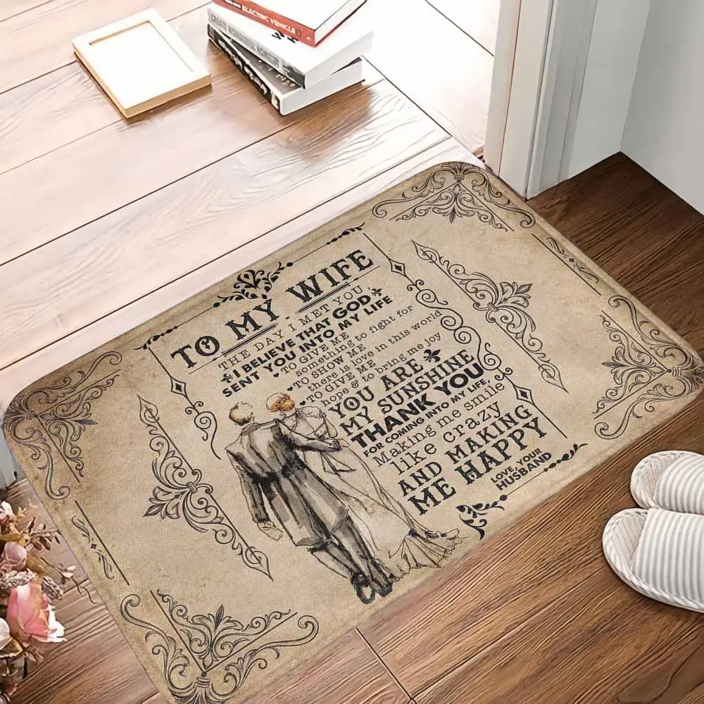 Summerwins Vintage Romantic Print 1-Piece Polyester Blend Absorbent Soft Rug - Anti-Slip Base, Breathable, Durable Decorative Rug Mat for Indoor Entryway, Ideal Anniversary Gift for Wife