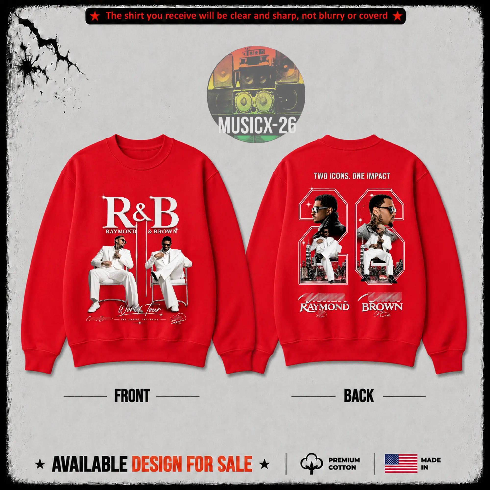 [X-26] The R&B Tour: Raymond and Brown 2026 Premium 100% Cotton Sweatshirt, R&B Tour Merch Breezy Fan Graphic Crew Neck, Team Breezy Merch, Gift for RnB Music Fans