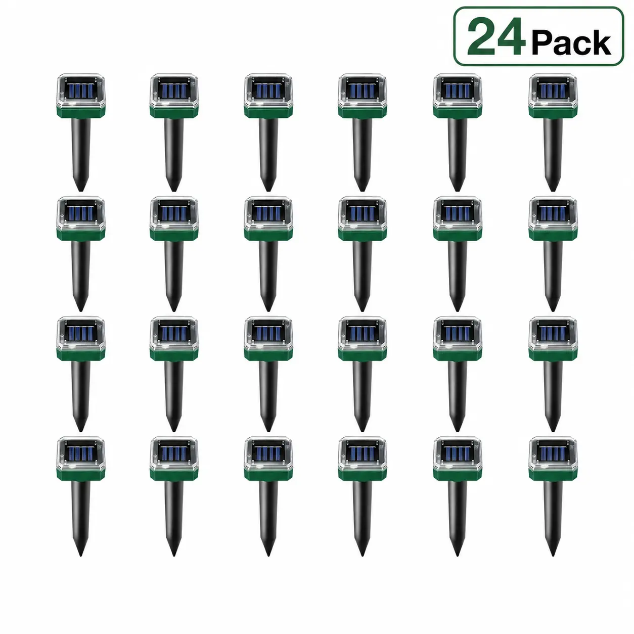 24 Pack Mole Repellent Gopher Repellent Solar Snake Repellent Ultrasonic Vole Gopher Repellent Sonic Waterproof Spikes Stakes for Garden Yard