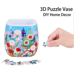 3D Puzzle Vase Plant Holder, DIY Creative Gift, Handmade Succulent Planter, Living Room Decor, Birthday Present, Home Decoration, Home Decor Accessory