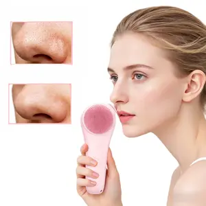 Facial Cleansing Brush  Massager Electric Silicone Face Brush Sonic Vibration IPX7 Waterproof care skin oxygen Heatable Vibrating