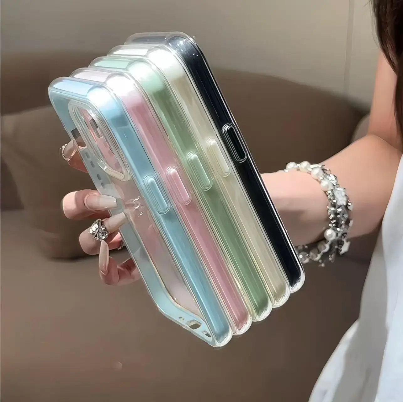 High-Quality Fashionable Two-In-One Transparent protective Mobile Phone Case for iPhone 16 15 14 13 12 with protective Protection and Screen Protector Feature