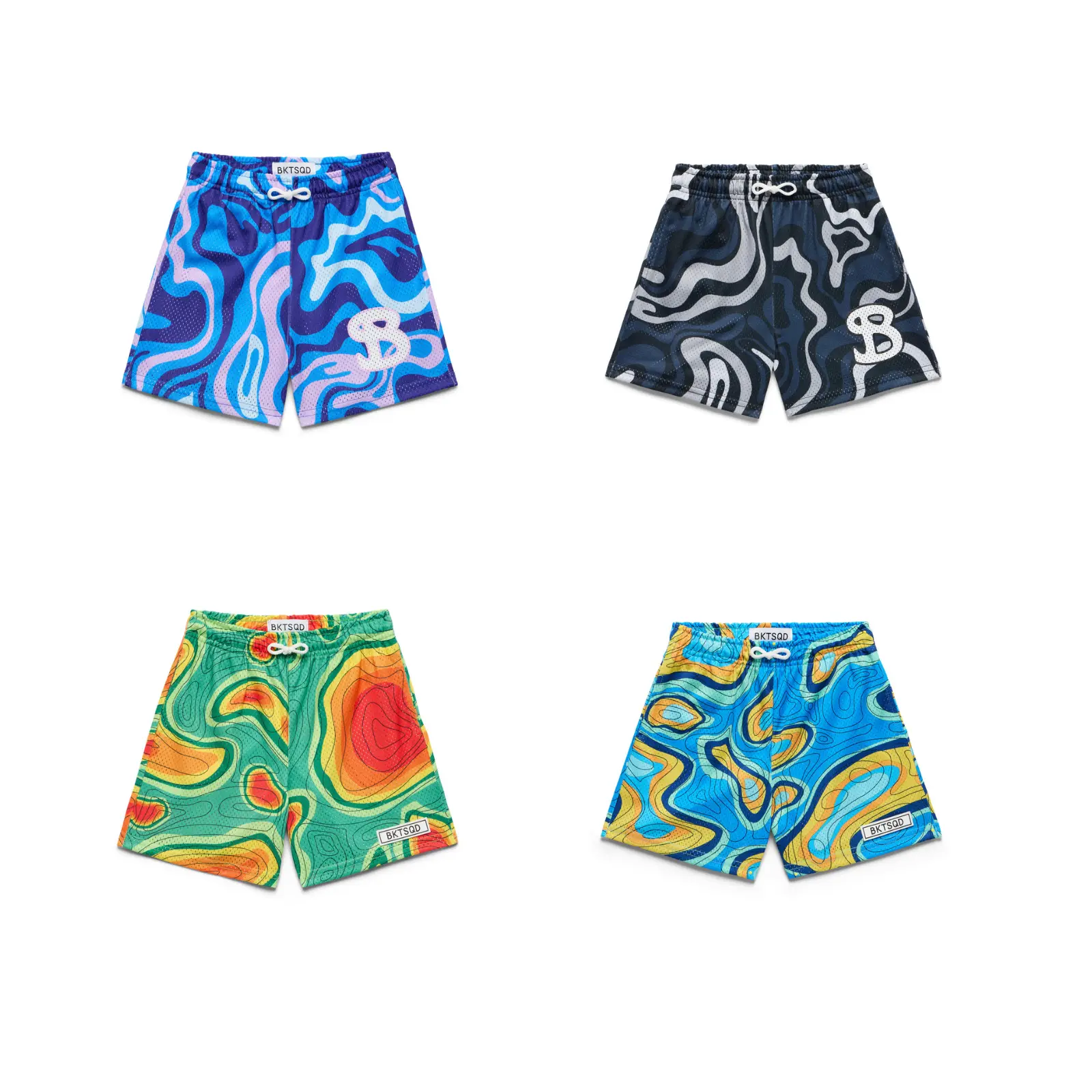 Electric Flame Print Mesh Sports Shorts – Breathable Casual Basketball Shorts