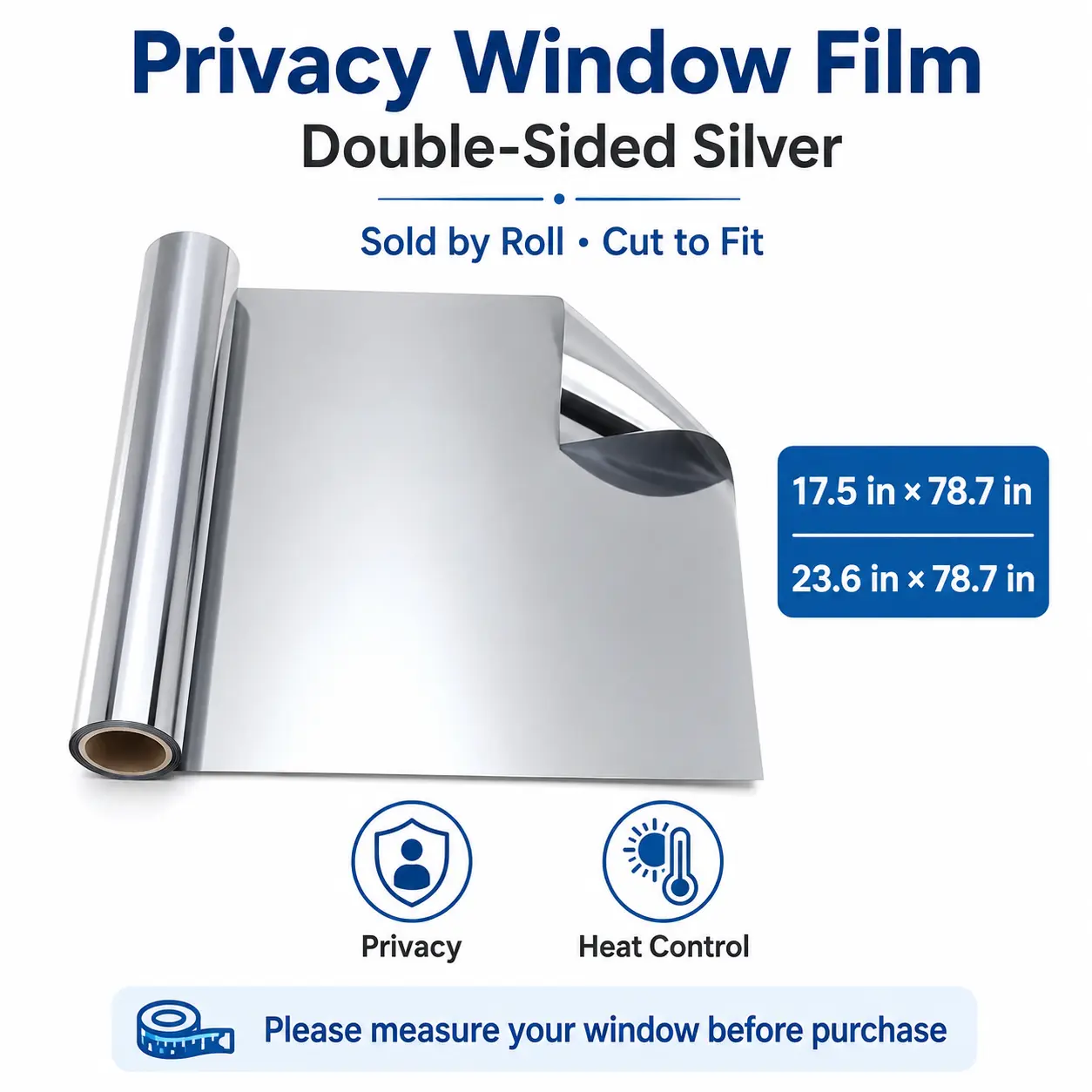 Privacy Window Film See Out Not In, Heat Control Window Tint, Blackout Window Cover with UV Protection