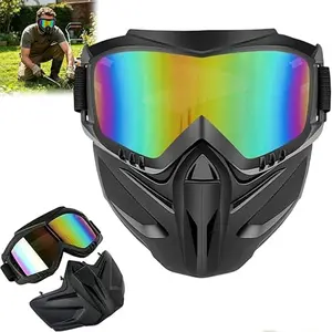 2026 Upgrade Detachable Full Face Mask Goggles, Anti-Fog Mowing Goggles, Suitable for Welding, Cycling, Windproof Paintball Mask, Protective Gear