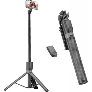 71" Phone Tripod & Selfie Stick, Portable All in One Extendable Cell Phone Tripod Stand, with Wireless Remote Control for iPhone//Android/Camera