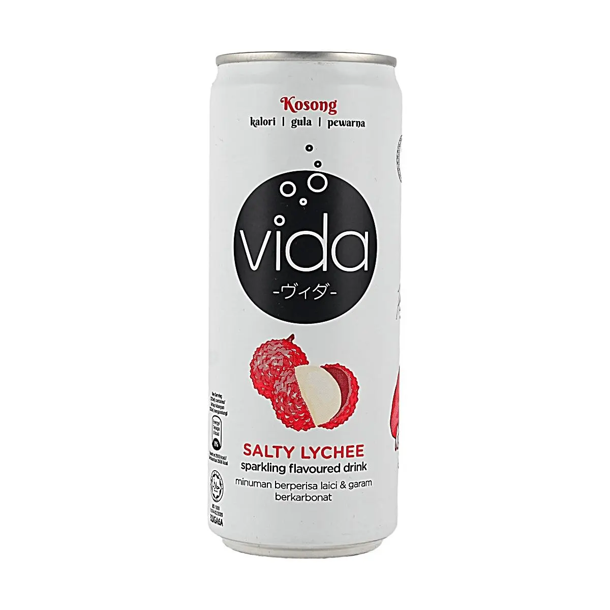VIDA Sparkling Lychee Drink Malaysia - Zero Sugar, Zero Calorie, Zero Fat - 325ml Can