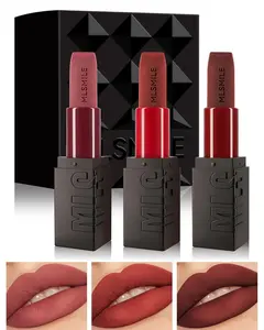 Matteliquit Lipstick 3PCS Velvet Satin Lipstick Sets for Women Long Lasting Waterproof 24 Hours Lip Stick Lip Stain Makeup Gift Sets High Pigmented Lip Balm
