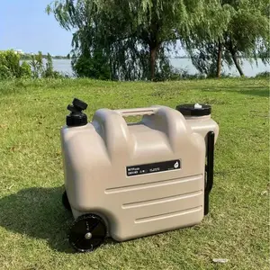7.4gal/ 28L Water Bucket With Wheels And Pull Rods - Portable Large Capacity PE Square Water Container - For Outdoor Camping, Hiking & Picnics - Ideal Gift for Outdoor Enthusiasts-khaki