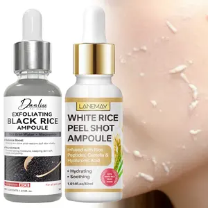 Rice Exfoliating Set, Face Cleansing White Rice Peel Shot Dual-Essence Ampoule for Moisturizing and Pore-Refining Daily Skincare Routine