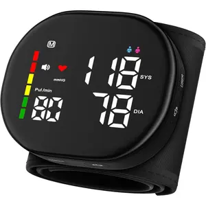 Wearable Digital Wrist Health Monitor (bp180w Model) - Home Use, Upgraded Large Digital Display, Dual Users, 240 Memories, Voice Broadcast, 13.5-19.5cm Adjustable Cuff, Carrying Case, Black Home Essential