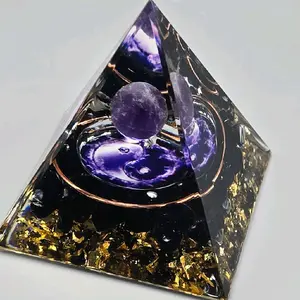 Protection Orgonite Resin Pyramid Amethyst Peridot Healing Crystal Energy Orgone Religious