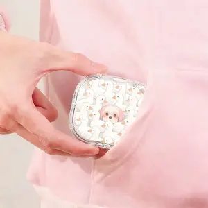 White Duck Pattern Maltese Printed Retainer Box Cartoon Creative Denture Storage Case Household Portable Orthodontic Retainer Box Moisture Proof Mildew Resistant Teeth Corrector Holder