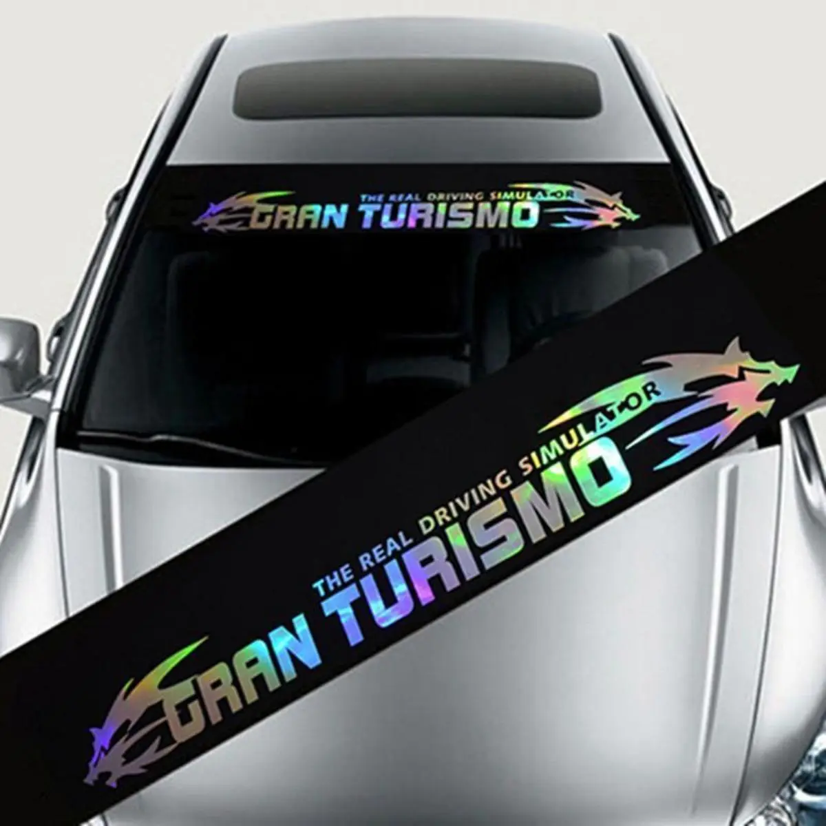 Colorful Laser Car Front Windshield Stickers -4 Different Patterns of Car Decals Personalized Reflective Matte Decorative Sunshade Very Cool Car Decals Automotive Vinyl