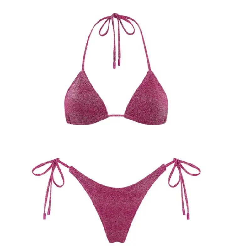 [Made-to-Order] VINCA - CASSA SPARKLE BURGUNDY TRIANGLE BIKINI SET, Gift For Him, Gift For Her, Casual Cool, For Every Occasion