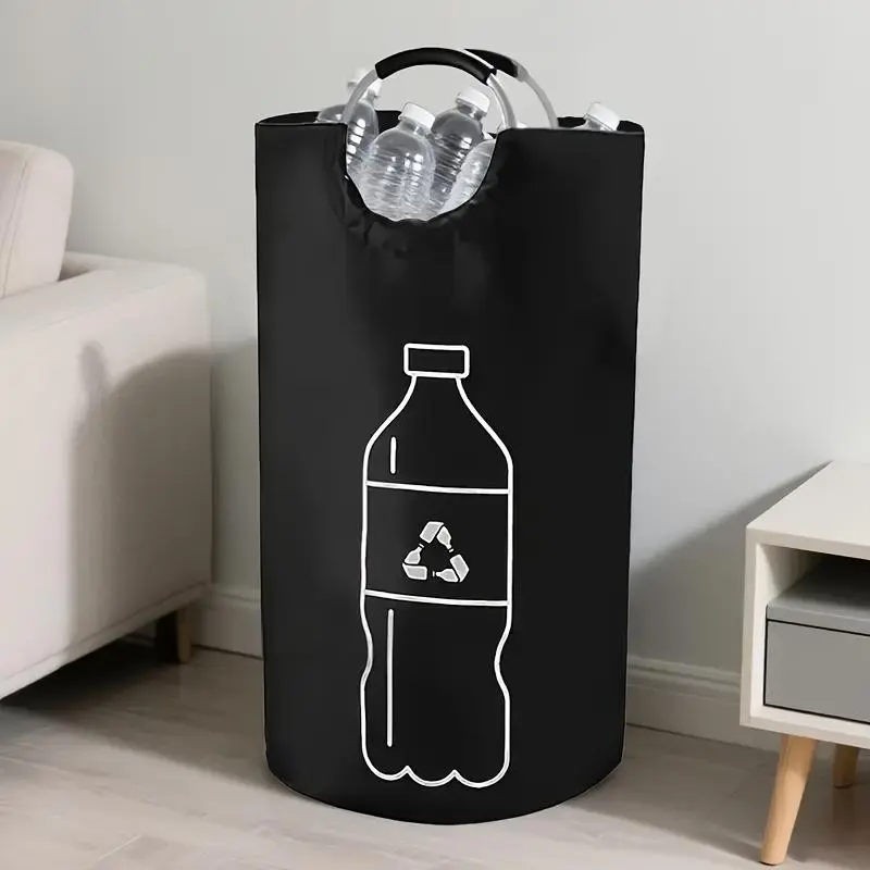 Large Capacity Foldable Recycling Bin, Cylindrical Open Top Design, Multi-Purpose Storage Basket, Space-Saving Organizer, Durable and Easy to Clean, Plastic Storage Bin, Recycle Bin, Multifunctional Storage Bin