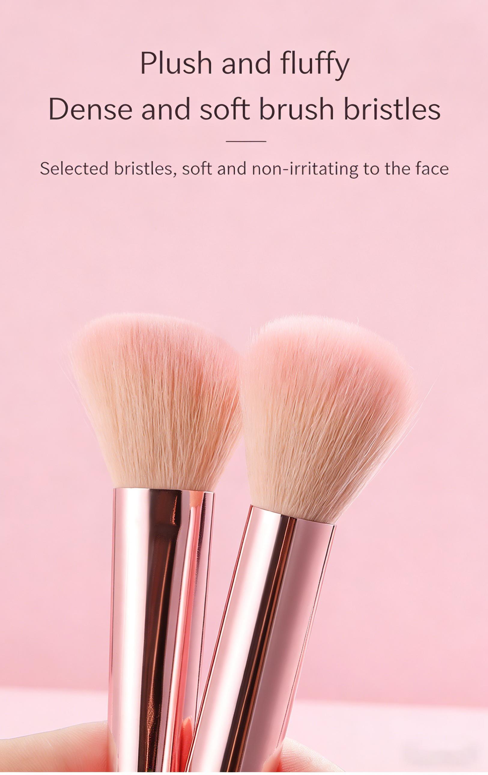 6Pcs Mini Travel Makeup Brush Set Soft Bristles - Powder, Contour, Concealer, Eyeshadow & Blending Brushes