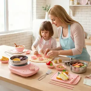 Kids Real Cooking Pretend Play Kitchen Toys Creative DIY Masking Tape Cookware Set Realistic Mini Kitchen Educational Playset Gift for Girls Boys Christmas Birthday