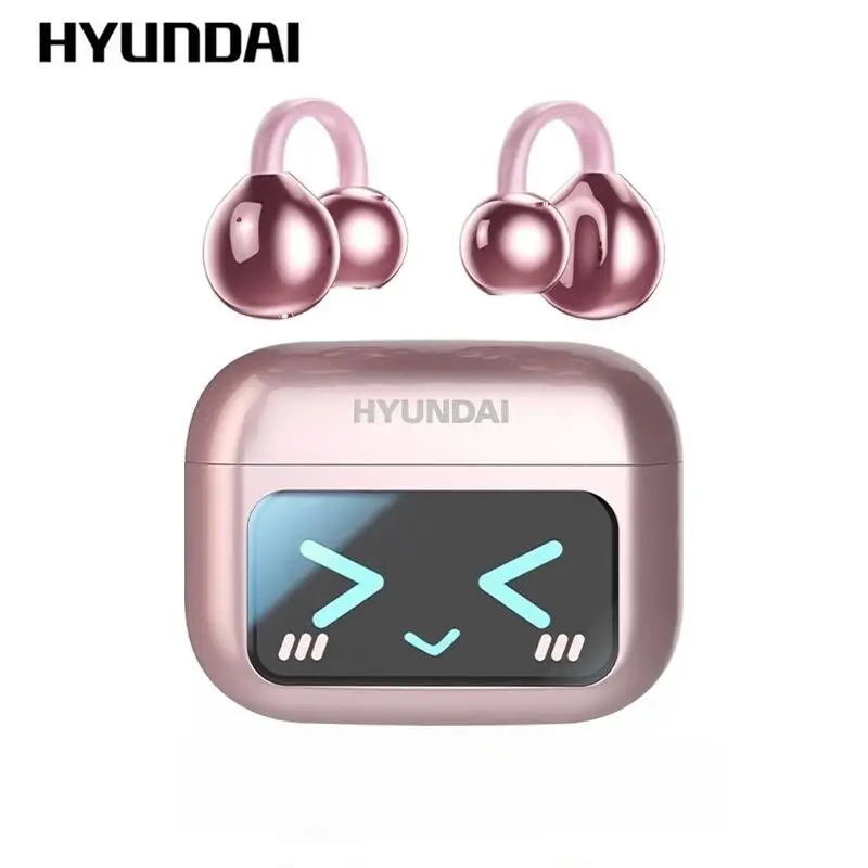 HYUNDAI M100 Clip-On Ear Headphones with Audio-Visual Touch Screen, Wireless Audio Headphones for Music & Phone Calls, Sport Waterproof & Sweatproof,