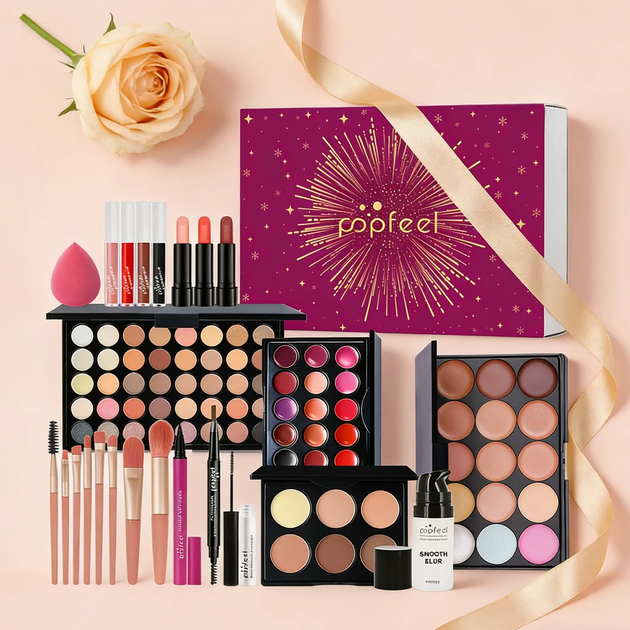 Popfeel Valentine's Day Makeup Gift Set, Makeup Palette Set for Beginners, Balm Formula, Non-Flammable, Notified via SCPN/CPNP, Face Makeup Sets, Beauty Playset