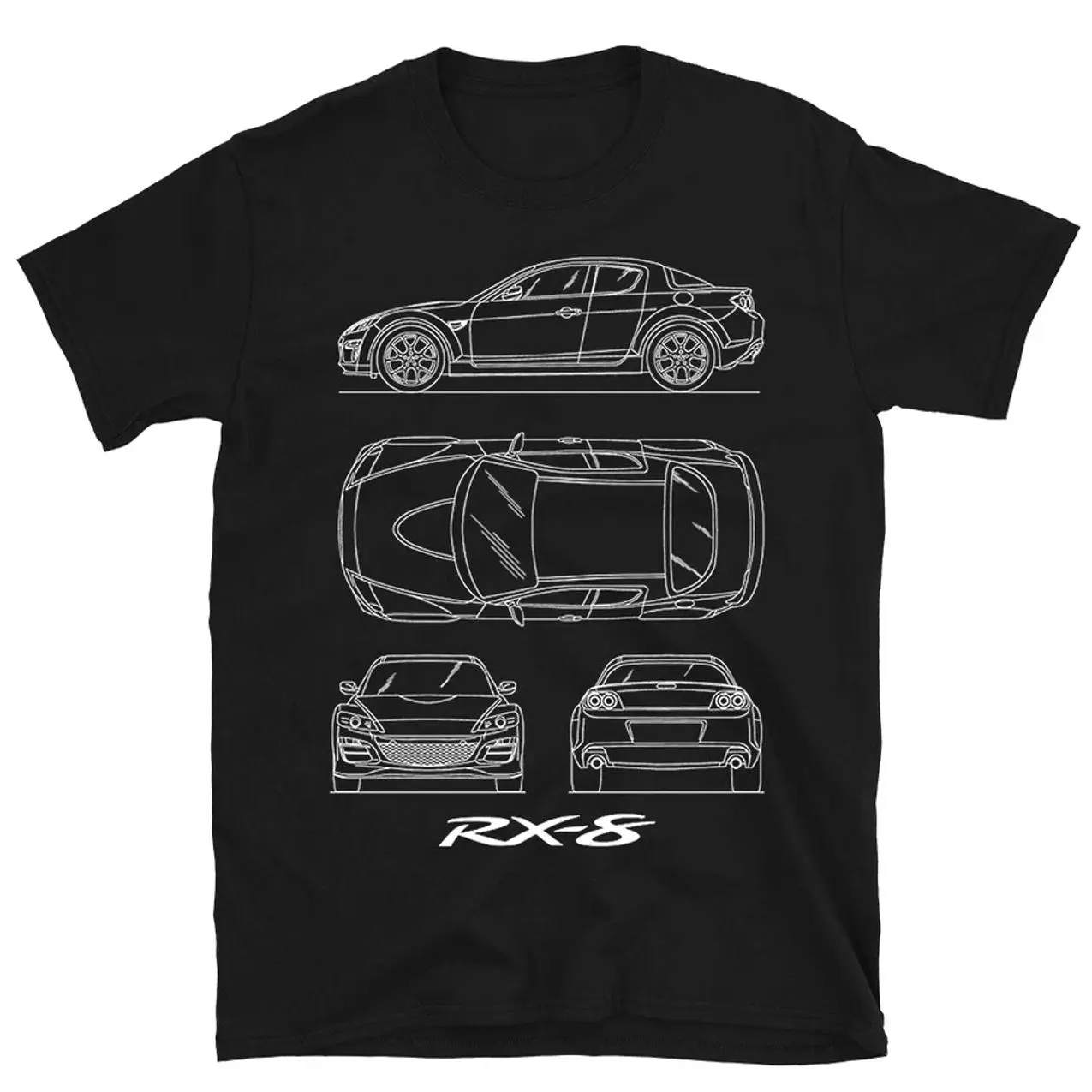 RX-8 JDM Sports Car  Blueprint Classic Rotary Drift Tuning Turbo T-Shirt Sweatshirt Hoodie, Classic, Muscle Car Fans, Gift for Car Lovers
