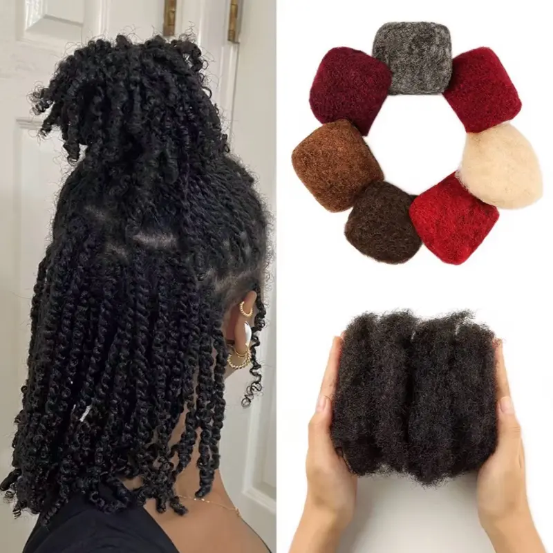 IconikStrands Premium Human Hair Afro Kinky Bulks, Natural Black, Unisex Braiding Dreadlock, Unprocessed 4C Texture
