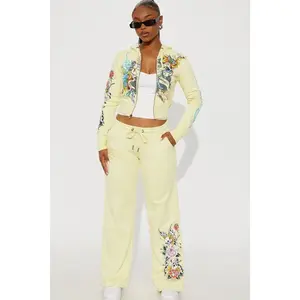Ed Hardy Enchanted Butterfly Wide Leg Pant - Butter Yellow Q