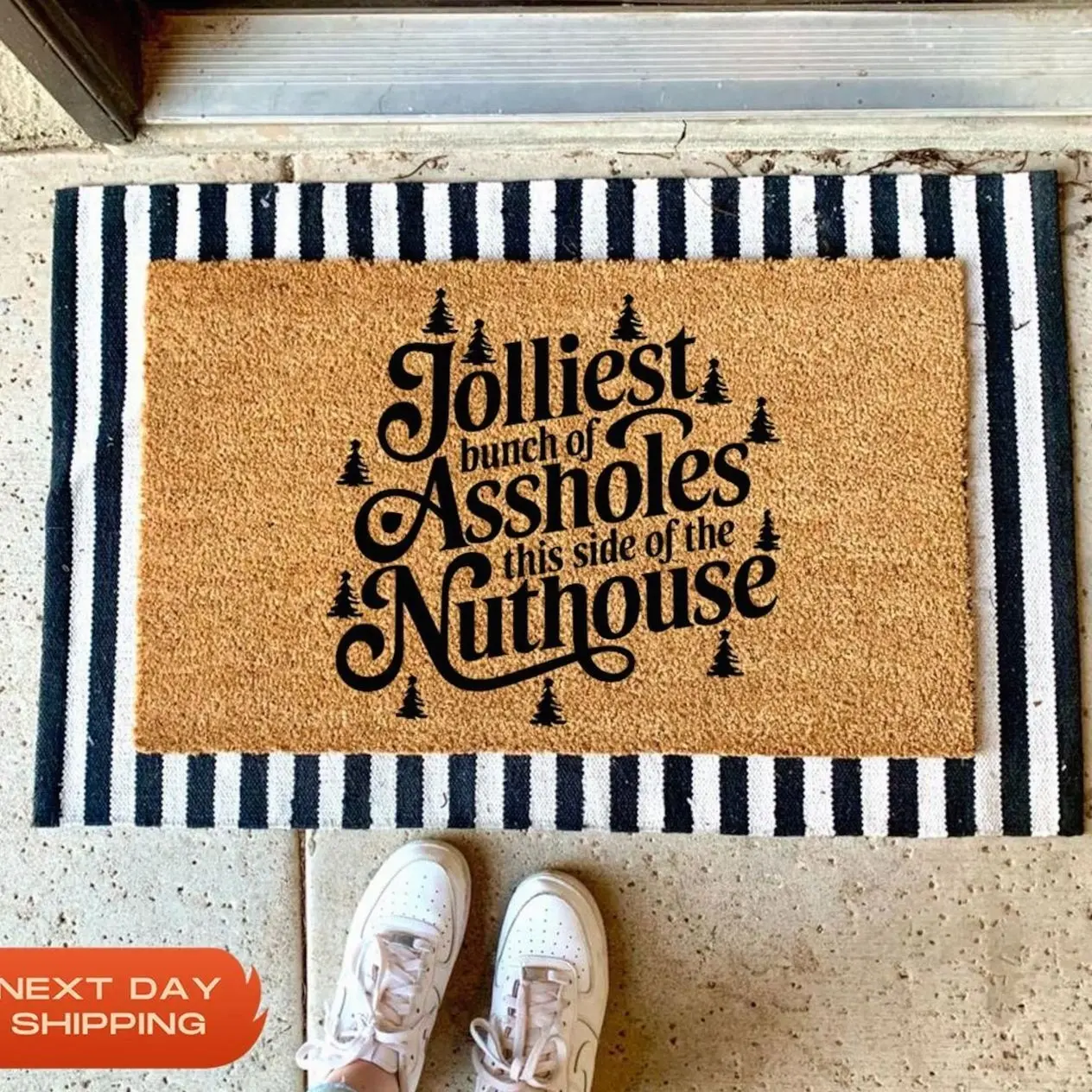 Jolliest Bunch of Assholes This Side of the Nuthouse Doormat, Funny Christmas Doormat, Holiday Gift, Welcome Mat, Christmas Gift, Home Decor