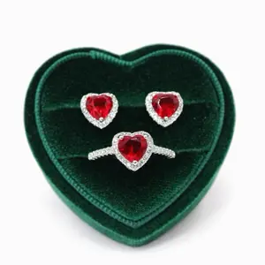 Diamond heart ring and earring set