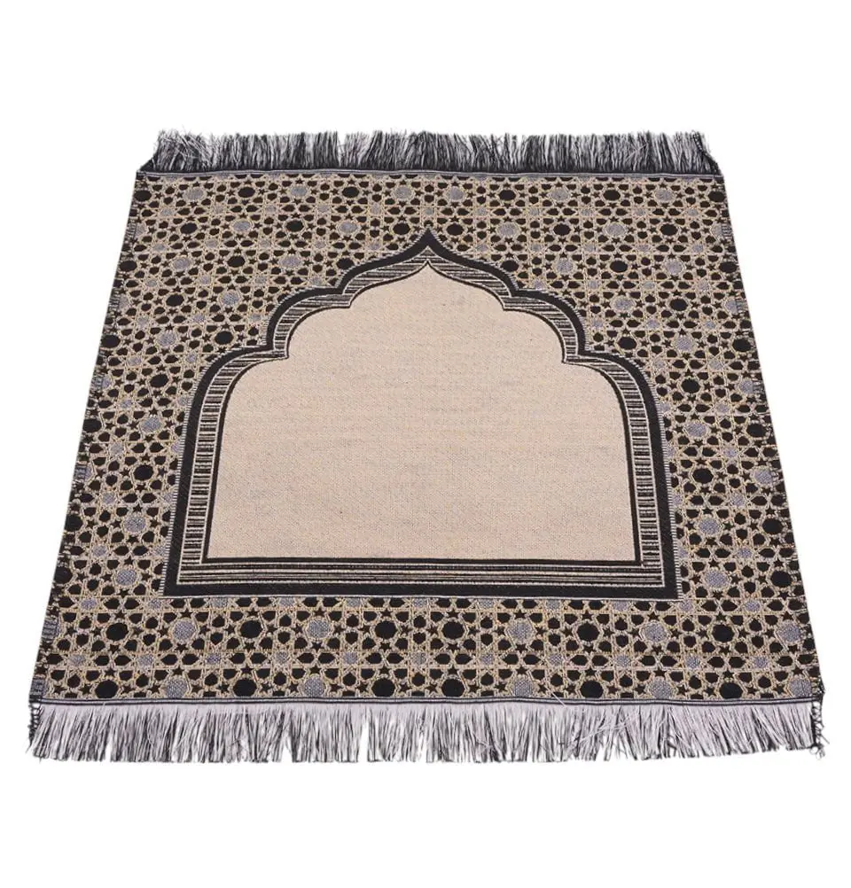 Mini Cotton Woven Travel Prayer Mat - Mihrab Black