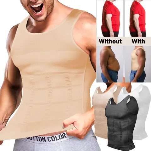 CATTIBOR Men's Fitted Tight Compression Tank Tops - 1/2/3/4 Pack Crew Neck Sleeveless Fitness Shapewear, Menswear & Underwear Undershirts
