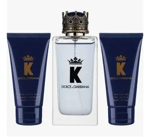 King by Dolce & Gabbana 3Pcs Set ( 3.4oz EDT Spray + 1.7oz S/G + 1.7oz A/S/B ) for MEN