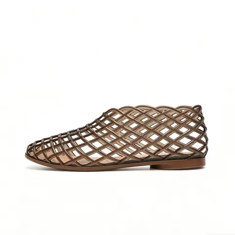 Xixitiao Women's Jelly Ballet Flat Sandals - Slip-On, Closed-Toe Mesh, Crystal-Accented Flat Slide Sandals for Beach, Casual Walking, Jelly Ballet Flats Women's Sandals, Flat Slide Women's Sandals, Balletcore Women's Sandals