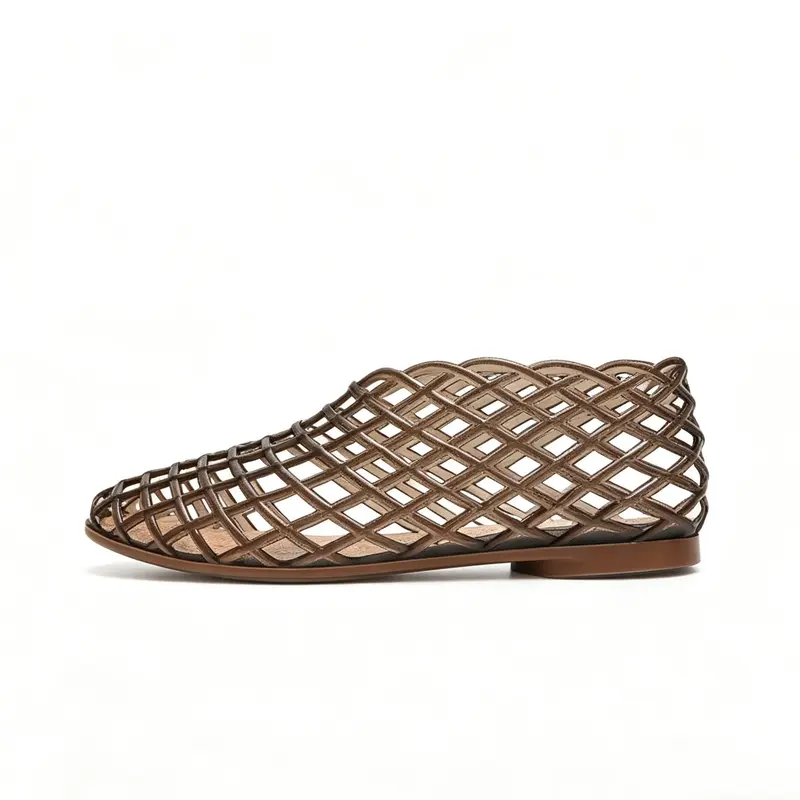 Xixitiao Women's Jelly Ballet Flat Sandals - Slip-On, Closed-Toe Mesh, Crystal-Accented Flat Slide Sandals for Beach, Casual Walking, Jelly Ballet Flats Women's Sandals, Flat Slide Women's Sandals, Balletcore Women's Sandals