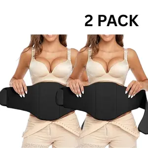 Women's 2-Pack 360 Lipo Ab Board Shapewear Set - Adjustable, Breathable, Snug-Fit Black Basic Belly Compression, Everyday Customized Minimalist Post-Surgery Recovery Underwear